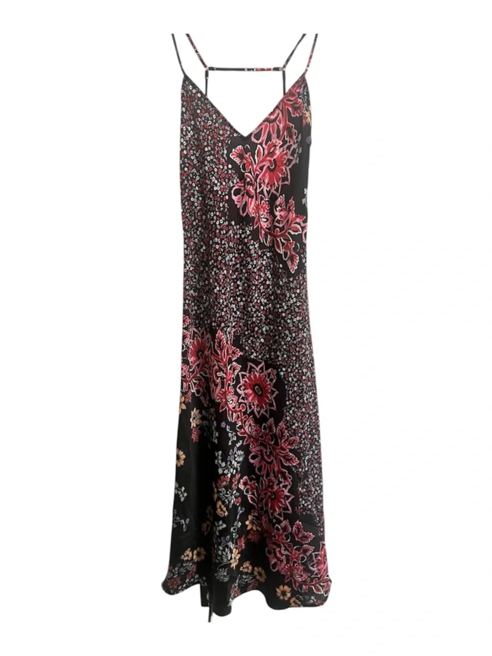 Free People Your Better Side Slip Midi Dress Color Black small floral patchwork - Picture 2 of 10